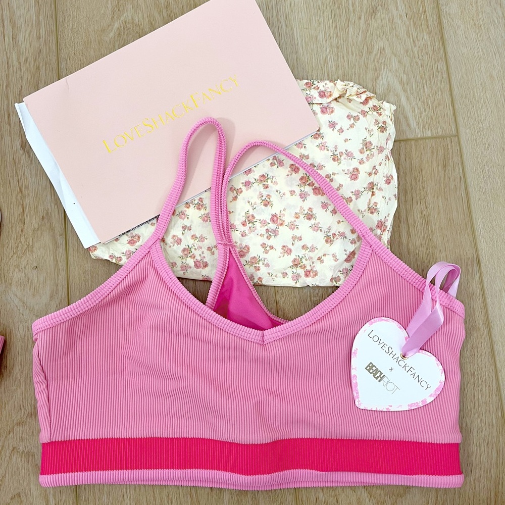 LOVE SHACK FANCY X BEACH RIOT Layla Top Pink